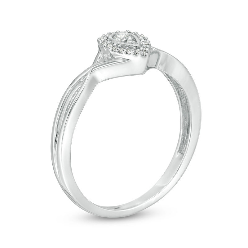 Main Image 3 of 0.085 CT. T.W. Composite Diamond Teardrop Promise Ring in Sterling Silver