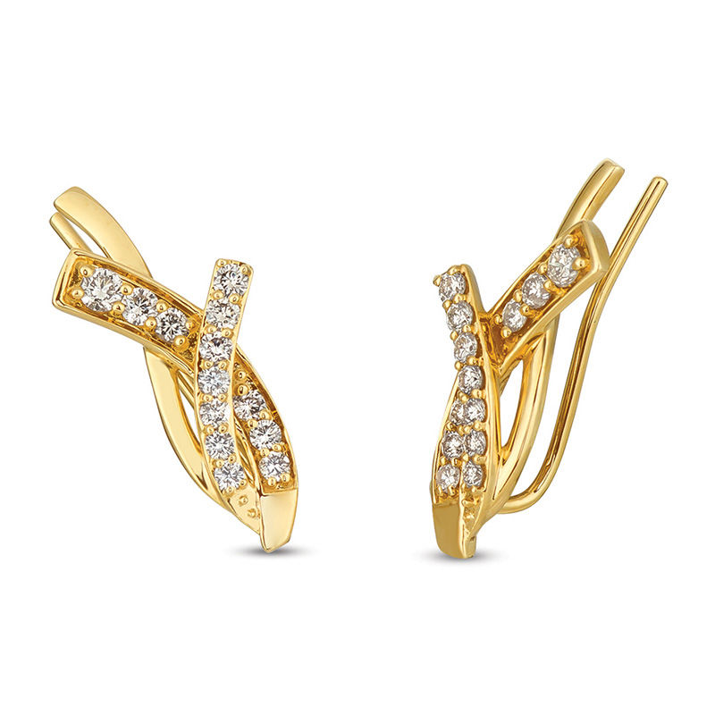 Le Vian® Crème Brûlée Diamonds™ 0.65 CT. T.W. Diamond Crossover Ribbon Crawler Earrings in 14K Honey Gold™