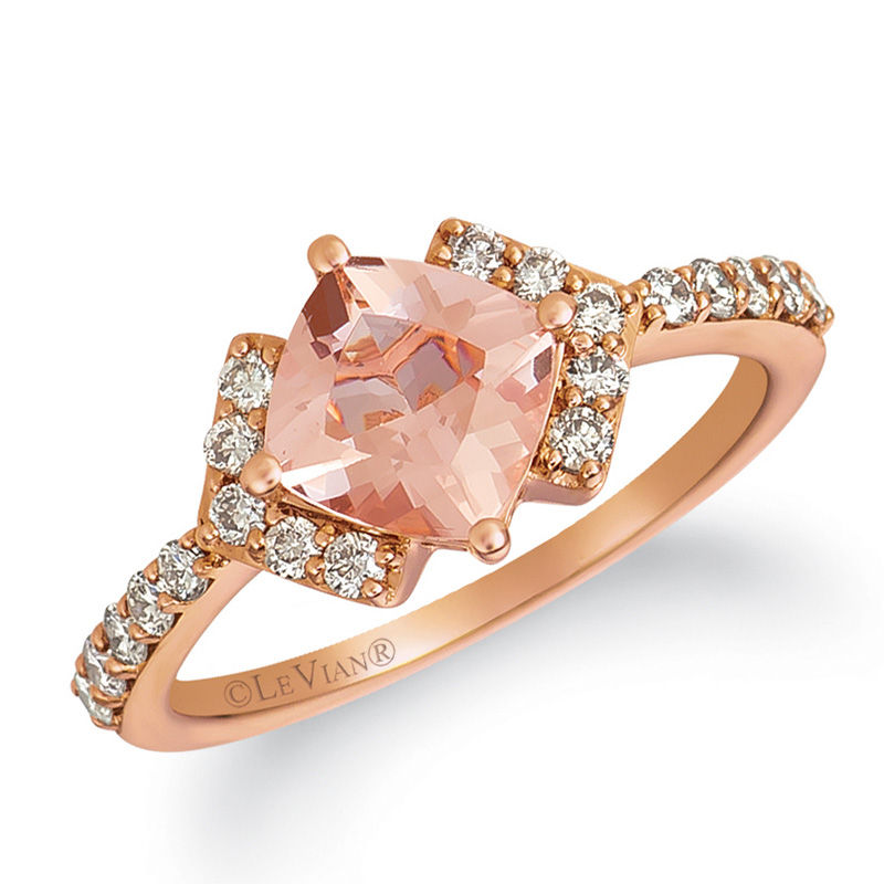 Le Vian® Cushion-Cut Peach Morganite™ and Crème Brûlée Diamonds™ 0.39 CT. T.W. Diamond Ring in 14K Strawberry Gold™