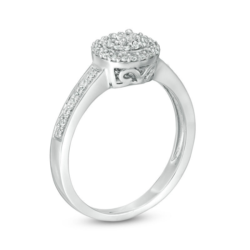 0.18 CT. T.W. Diamond Double Frame Promise Ring in Sterling Silver