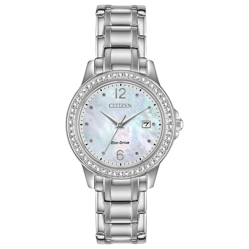 Ladies' Citizen Eco-Drive® Crystal Accent Watch with Mother-of-Pearl Dial (Model: FE1170-51N)