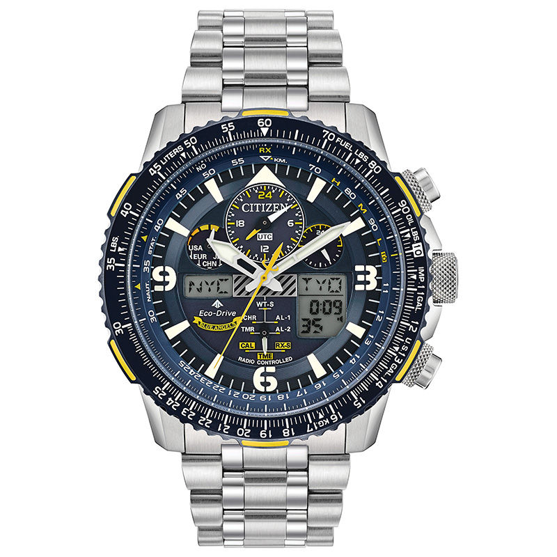 Men's Citizen Eco-Drive® Promaster Blue Angels Skyhawk A-T Chronograph Watch with Blue Dial (Model: JY8078-52L)
