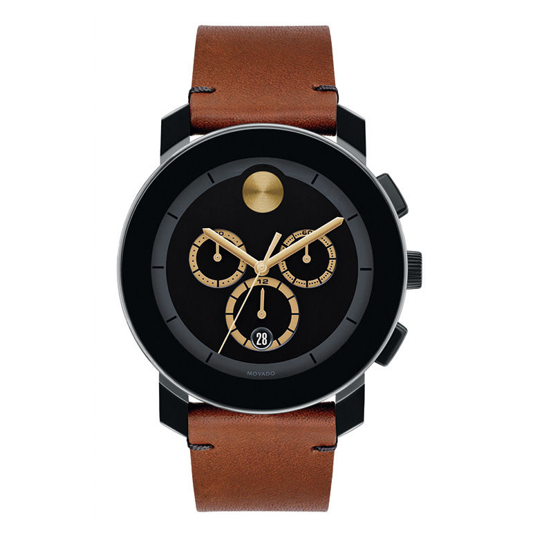 Men's Movado Bold® Chronograph Strap Watch with Black Dial (Model: 3600540)|Peoples Jewellers
