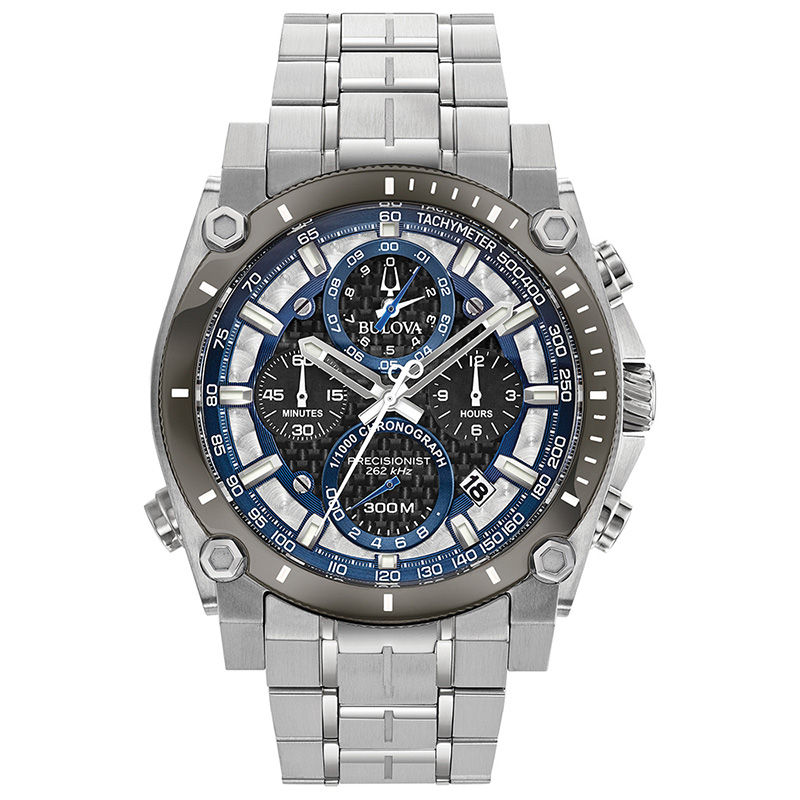 Men's Bulova Precisionist Chronograph Watch with Black Dial (Model: 98B316)|Peoples Jewellers