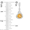 Thumbnail Image 2 of Trillion-Cut Citrine and Lab-Created White Sapphire Flame Pendant and Drop Earrings Set in Sterling Silver