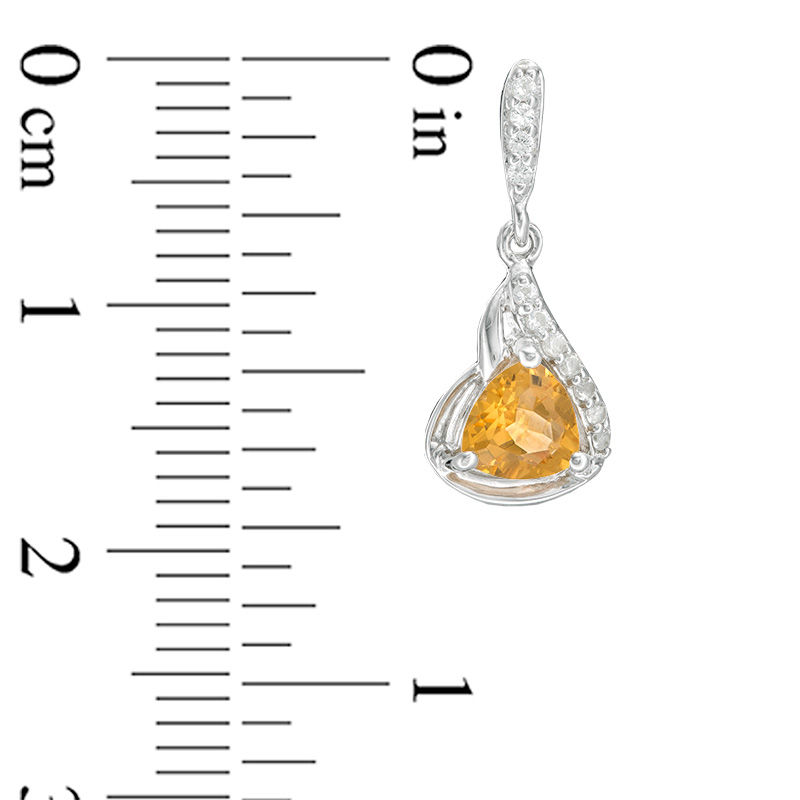 Trillion-Cut Citrine and Lab-Created White Sapphire Flame Pendant and Drop Earrings Set in Sterling Silver