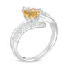 Thumbnail Image 2 of 6.0mm Trillion-Cut Citrine and Lab-Created White Sapphire Bypass Ring in Sterling Silver
