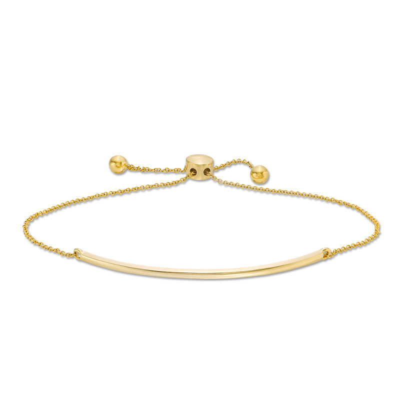 Curved Bar Bolo Bracelet in 10K Gold - 9.5"|Peoples Jewellers