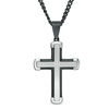 Thumbnail Image 0 of Men's 0.05 CT. T.W. Diamond Layered Cross Pendant in Stainless Steel and Black IP - 24"