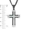 Thumbnail Image 3 of Men's 0.05 CT. T.W. Diamond Layered Cross Pendant in Stainless Steel and Black IP - 24"