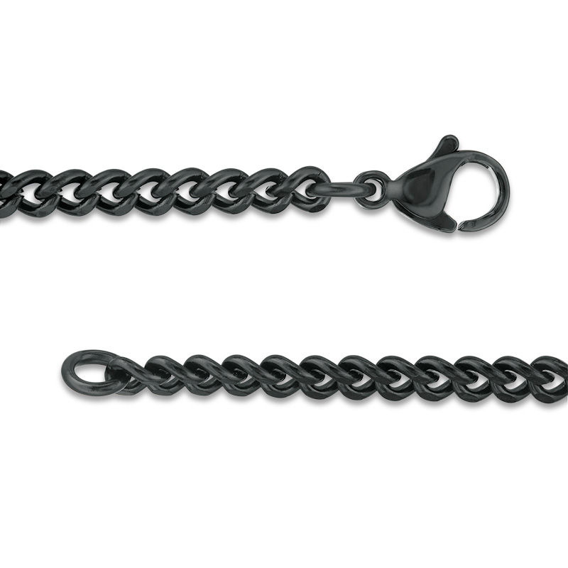 Main Image 3 of Men's Bevelled Edge Dog Tag Pendant in Stainless Steel with Black and Rose IP - 24&quot;