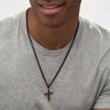 Thumbnail Image 2 of Men's Bevelled Edge Cross Pendant in Stainless Steel with Black and Rose IP - 24"