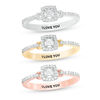 Thumbnail Image 2 of Engravable 1/5 CT. T.W. Princess-Cut Diamond Frame Buckle Promise Ring in 10K White, Yellow or Rose Gold (1 Line)
