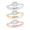 Thumbnail Image 1 of Engravable 1/5 CT. T.W. Princess-Cut Diamond Frame Buckle Promise Ring in 10K White, Yellow or Rose Gold (1 Line)