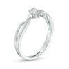 Thumbnail Image 2 of Engravable 1/10 CT. T.W. Diamond Bypass Split Shank Promise Ring in Sterling Silver (1 Line)