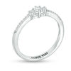 Thumbnail Image 1 of Engravable 1/8 CT. T.W. Diamond Three Stone Promise Ring in Sterling Silver (1 Line)