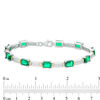 Thumbnail Image 3 of Emerald-Cut Lab-Created Emerald and 0.45 CT. T.W. Diamond Double Row Bracelet in Sterling Silver and 10K Gold - 7.5"