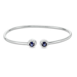 4.8mm Lab-Created Blue and White Sapphire Frame Flex Bangle in Sterling Silver