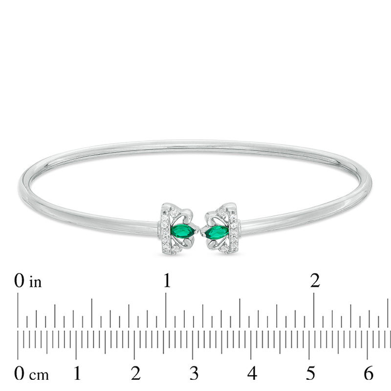 Marquise Lab-Created Emerald and White Sapphire Flex Bangle in Sterling Silver
