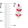 Thumbnail Image 1 of Marquise Lab-Created Ruby and White Sapphire Leaf Branch Hoop Earrings in Sterling Silver with 14K Gold Plate