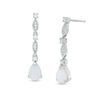 Thumbnail Image 0 of Pear-Shaped Lab-Created Opal and 0.18 CT. T.W. Diamond Drop Earrings in Sterling Silver