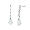 Thumbnail Image 1 of Pear-Shaped Lab-Created Opal and 0.18 CT. T.W. Diamond Drop Earrings in Sterling Silver