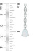 Thumbnail Image 1 of Pear-Shaped Lab-Created Opal and 0.18 CT. T.W. Diamond Drop Earrings in Sterling Silver