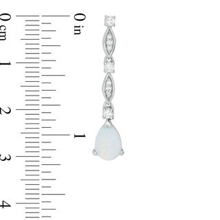 Pear-Shaped Lab-Created Opal and 0.18 CT. T.W. Diamond Drop Earrings in Sterling Silver