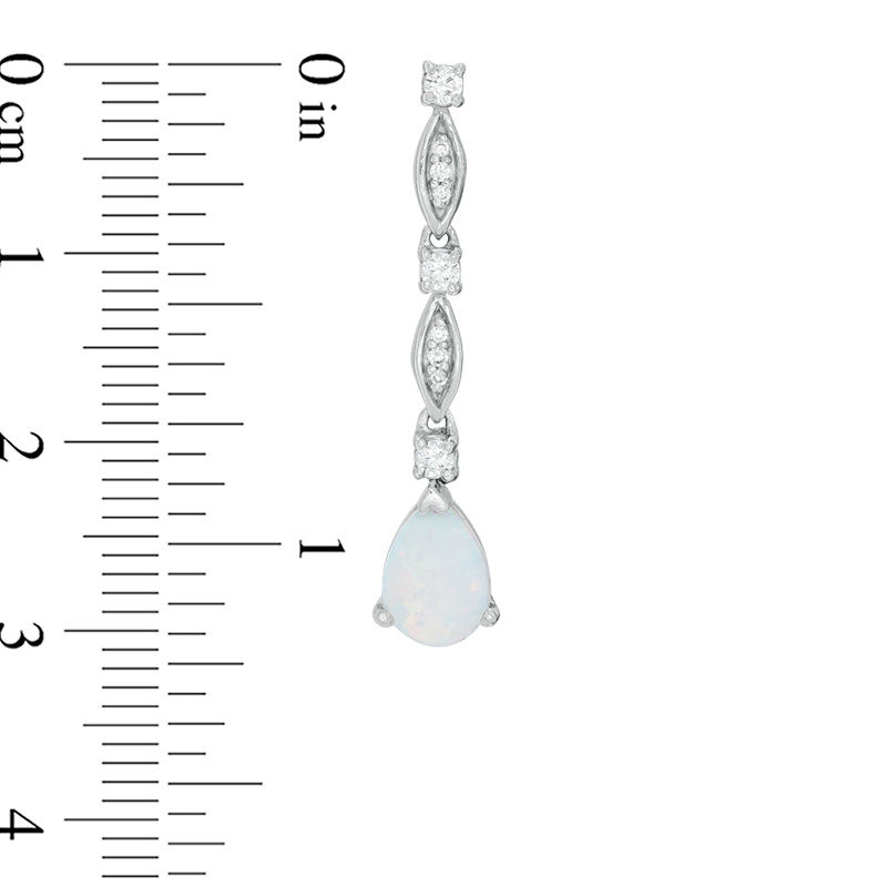 Pear-Shaped Lab-Created Opal and 0.18 CT. T.W. Diamond Drop Earrings in Sterling Silver