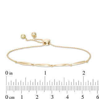 Rice Bead Link Bolo Bracelet in 10K Gold - 9.5"