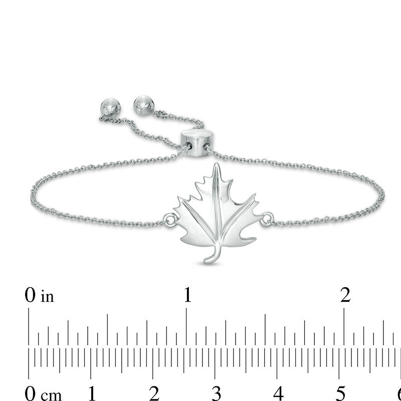 Maple Leaf Bolo Bracelet in 10K White Gold - 9.5"|Peoples Jewellers