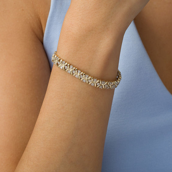 2.00 CT. T.W. Diamond "S" Wave Bracelet in 10K Gold - 7.25"
