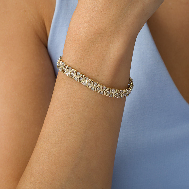 2.00 CT. T.W. Diamond "S" Wave Bracelet in 10K Gold - 7.25"