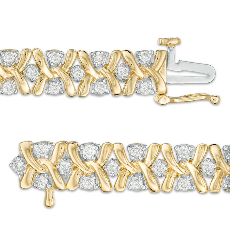 2.00 CT. T.W. Diamond "S" Wave Bracelet in 10K Gold - 7.25"