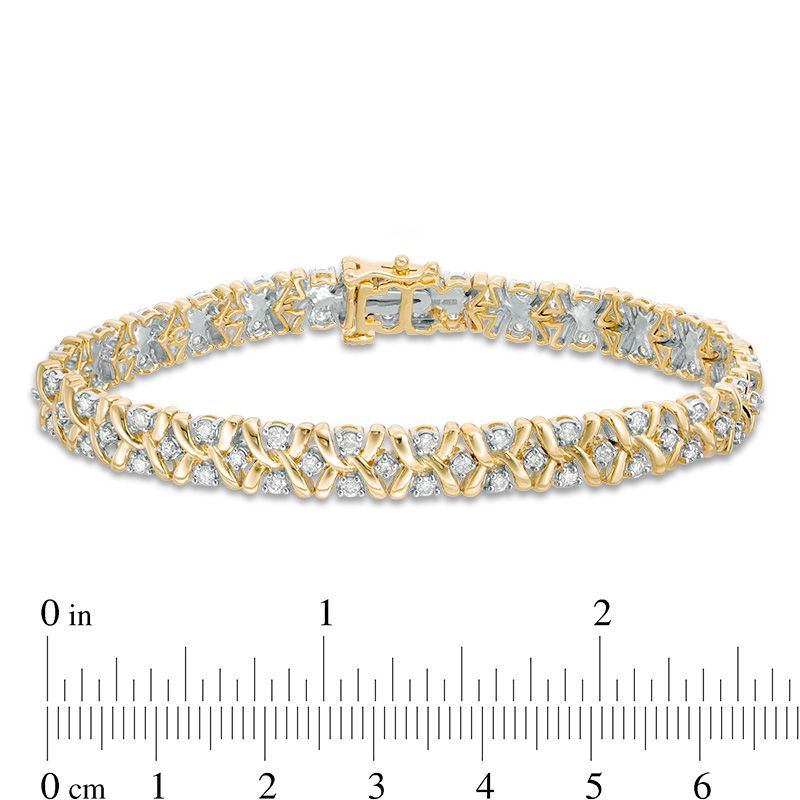 2.00 CT. T.W. Diamond "S" Wave Bracelet in 10K Gold - 7.25"