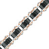 Men's Triple Row Rectangle Link Bracelet in Stainless Steel and Black and Rose IP - 8.5"