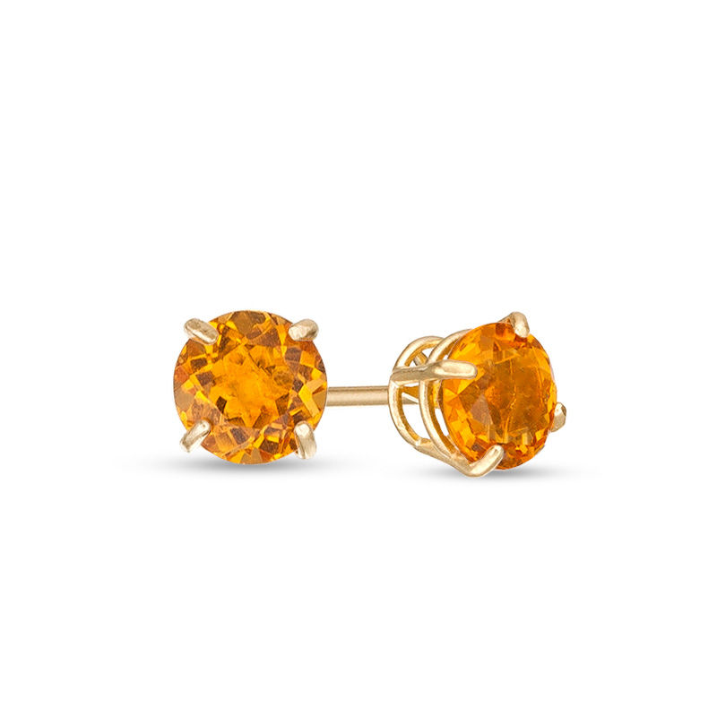 5.0m Citrine Solitaire Stud Earrings in 10K Gold|Peoples Jewellers