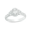 Adrianna Papell 0.95 CT. T.W. Certified Oval Diamond Frame Tri-Sides Engagement Ring in 14K White Gold (F/I1)