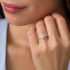 Adrianna Papell 0.95 CT. T.W. Certified Oval Diamond Frame Tri-Sides Engagement Ring in 14K White Gold (F/I1)