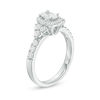 Adrianna Papell 0.95 CT. T.W. Certified Oval Diamond Frame Tri-Sides Engagement Ring in 14K White Gold (F/I1)