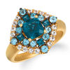 Thumbnail Image 1 of Le Vian® Cushion-Cut Deep Sea Blue Topaz™, Ocean Blue Topaz™ and Vanilla Sapphires™ Frame Ring in 14K Honey Gold™