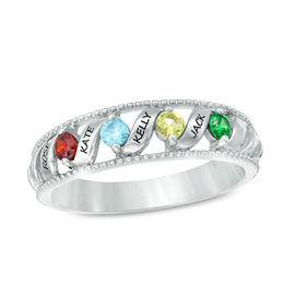 Engravable Birthstone Ring (1-5 Stones and Lines)
