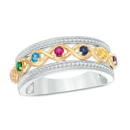 Mother's Birthstone Braid Ring (3-7 Stones)