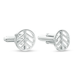 Men's Divided Open Circle Cuff Links in Sterling Silver