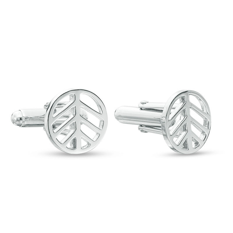 Men's Divided Open Circle Cuff Links in Sterling Silver