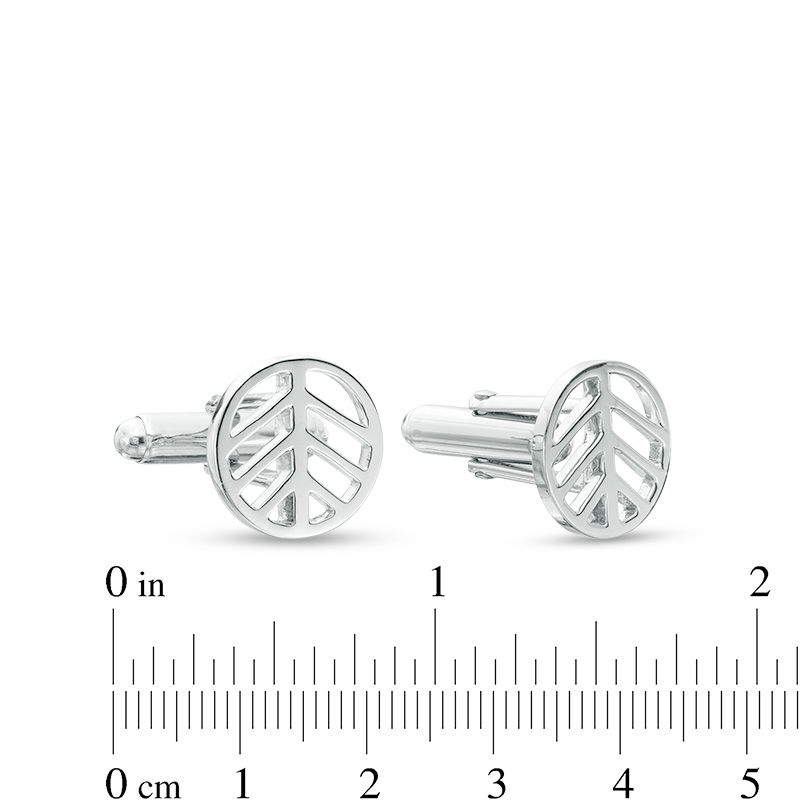 Men's Divided Open Circle Cuff Links in Sterling Silver