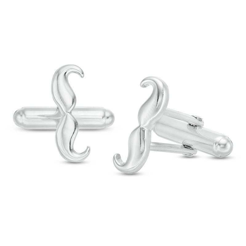 Men's Handlebar Mustache Cuff Links in Sterling Silver|Peoples Jewellers