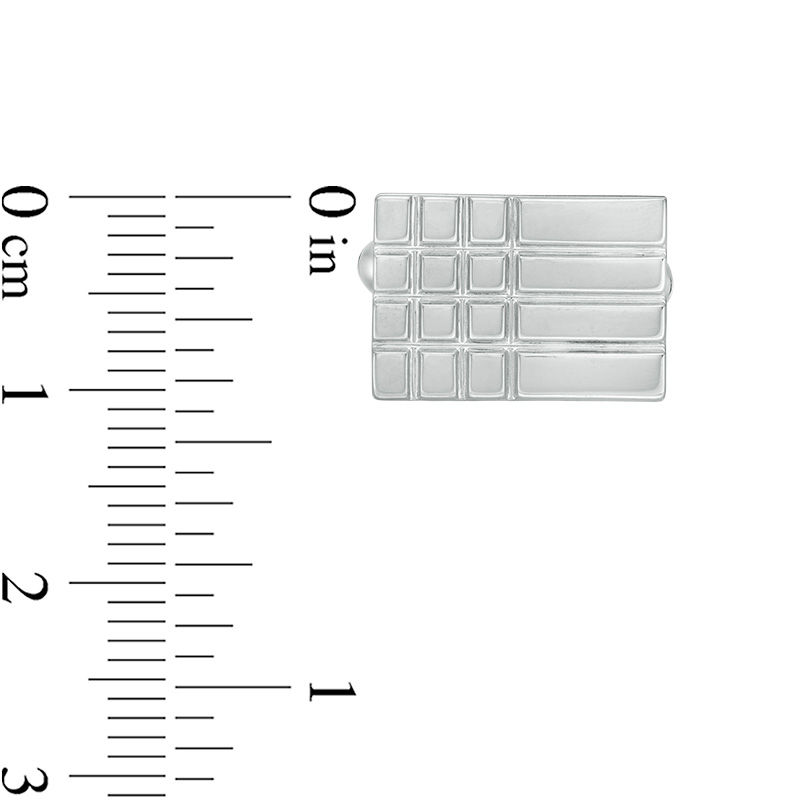 Main Image 2 of Men's Horizontal Bar and Grid Pattern Cuff Links in Sterling Silver