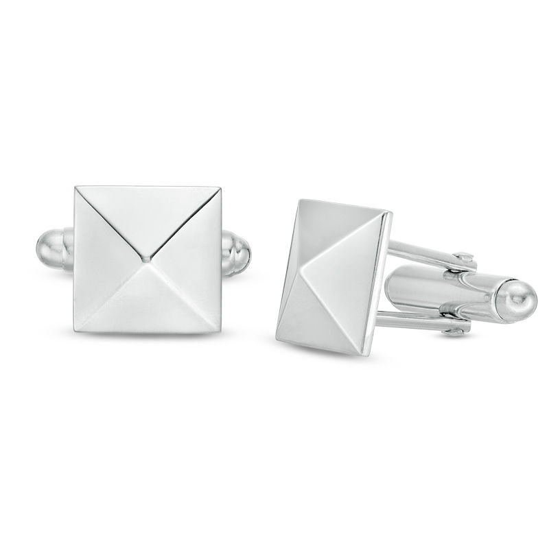Men's Pyramid Cuff Links in Sterling Silver|Peoples Jewellers