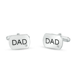 Men's 0.04 CT. T.W. Diamond Etched &quot;DAD&quot; Cuff Links in Sterling Silver